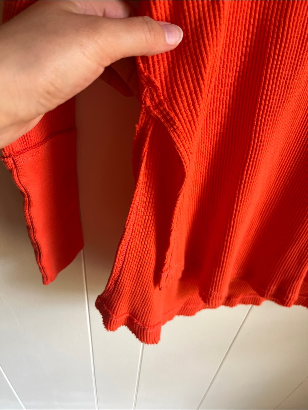 We The Free Off-the-Shoulder Snowy Thermal Tee Heat Wave Orange  Sz Sm - Picture 9 of 11